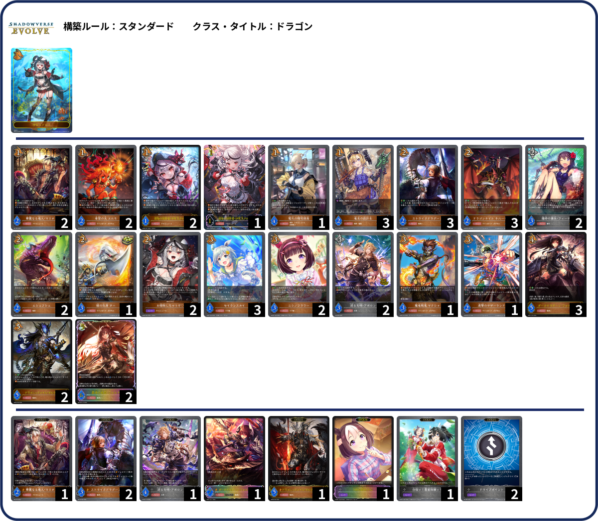 フェイスドラ2 deck list