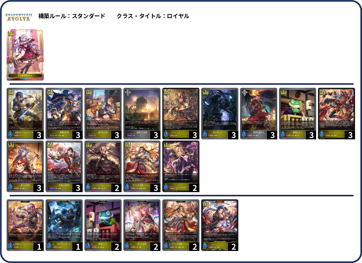 エボルヴ 宴楽ロイヤル デッキ(高レア) デッキコード「2BW88」のデッキ | DECK LOG（デッキログ）