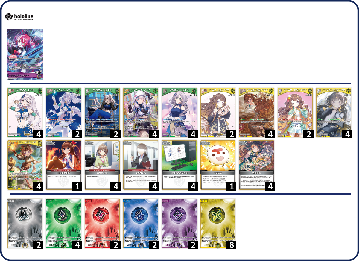 ホロカ ホロライブ 6Cレイネ デッキ 本格構築済みデッキ ふつうのパソコン デッキコード「5RBPX」のデッキ | DECK LOG（デッキログ）