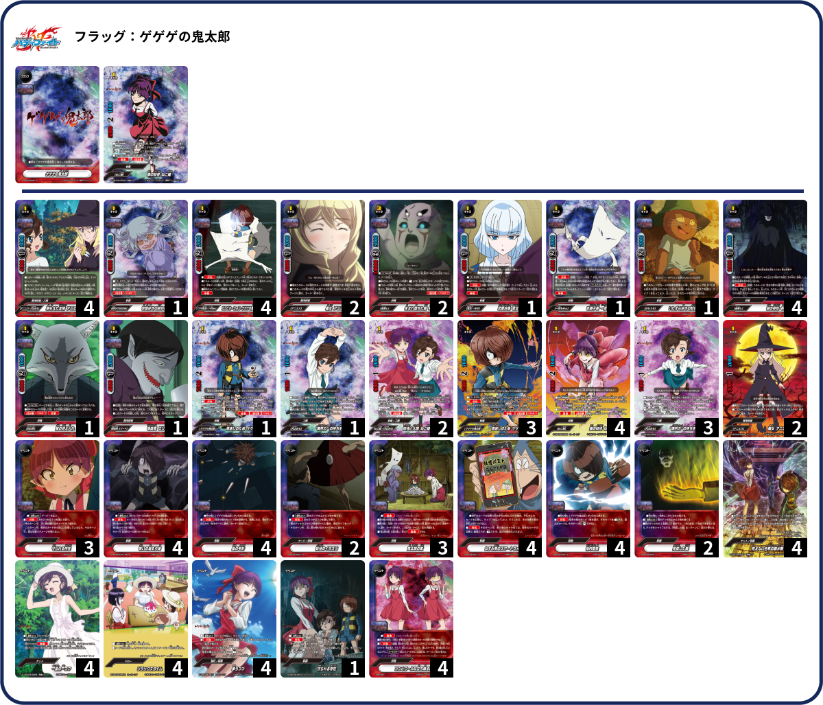 ゲゲゲの鬼太郎 デッキ デッキコード「QLK9」のデッキ | DECK LOG（デッキログ）